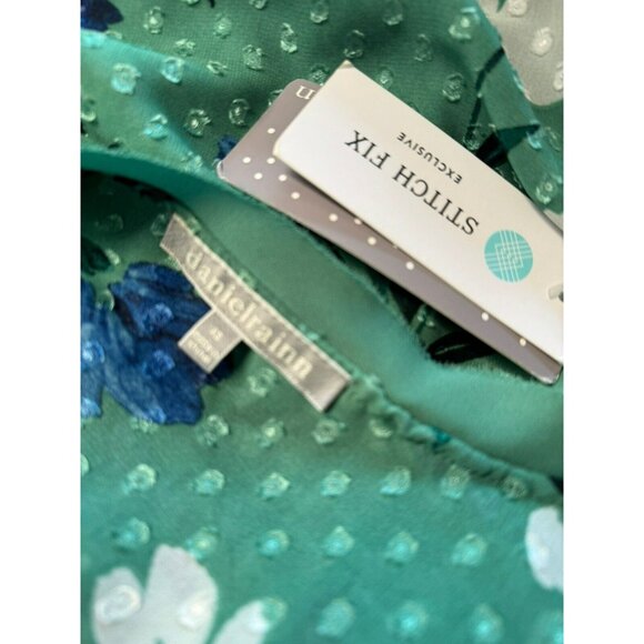 Daniel Rainn Green Floral Peasant XS Top Spring Summer Plus Size Shirt Blouse - Picture 4 of 13